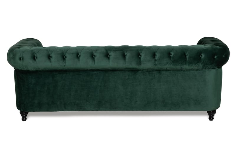 Chesterfield Lyx Fløyelssofa 3-seter - Mørkegrønn - Fløyel sofaer - Chesterfield sofaer - Sofa 3 seter