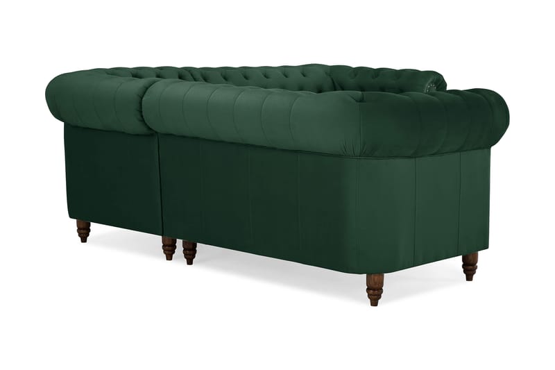 Chesterfield Deluxe Hjørnesofa Fløyel - Mørkegrønn - Møbler - Sofaer - Chesterfield sofaer