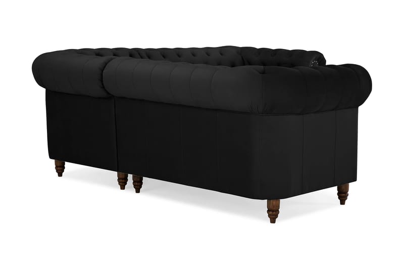 Chesterfield Deluxe Hjørnesofa Fløyel - Svart - Møbler - Sofaer - Chesterfield sofaer