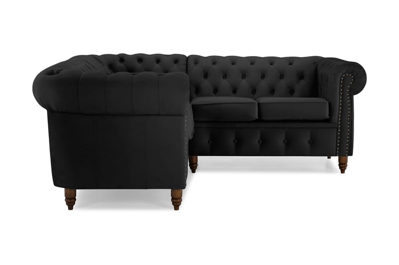 Chesterfield Deluxe Hjørnesofa Fløyel - Svart - Møbler - Sofaer - Chesterfield sofaer