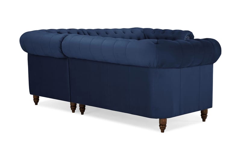 Chesterfield Deluxe Hjørnesofa Fløyel - Petrolblå - Møbler - Sofaer - Chesterfield sofaer