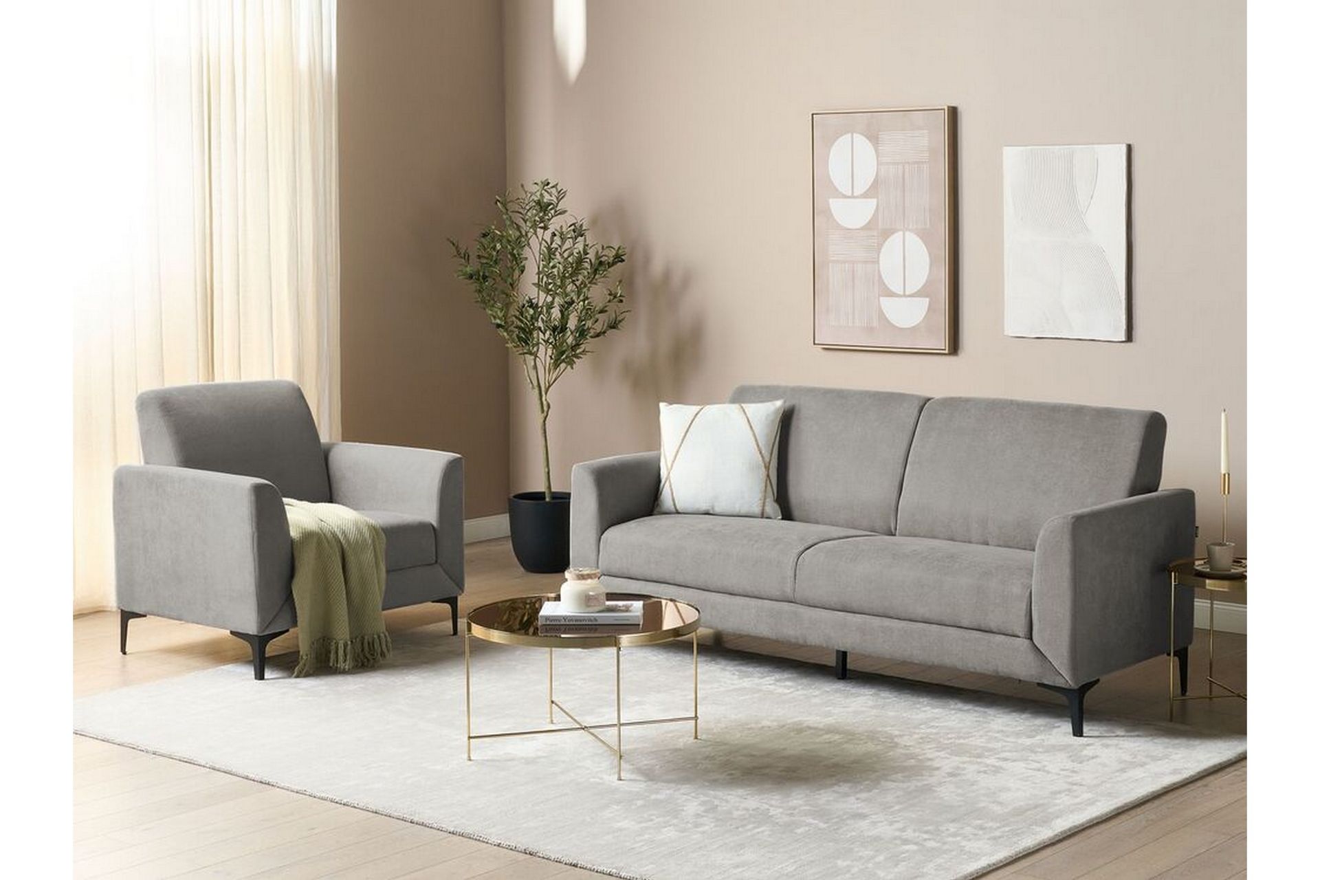 Chet Sofa 3-seter - Grå/Svart - Møbler - Sofaer - Sofa 3 seter