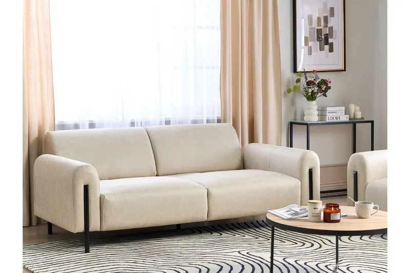 Christa Sofa 3-seter - Beige/Svart - Møbler - Sofaer - Skinnsofaer
