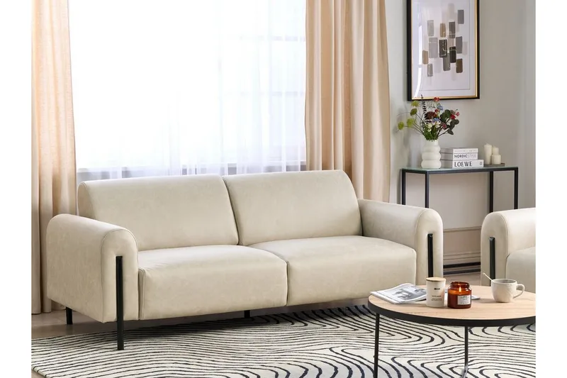 Christa Sofa 3-seter - Beige/Svart - Møbler - Sofaer - Skinnsofaer