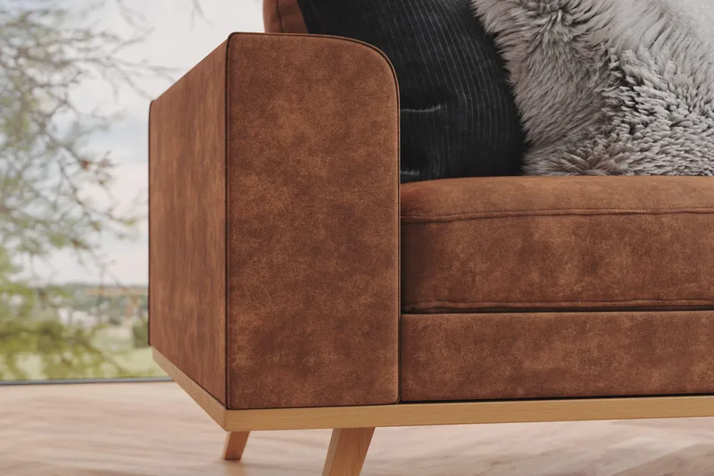 Copenhagen 3-seters Sofa i Kunstlær - Brun - Møbler - Sofaer - Skinnsofaer