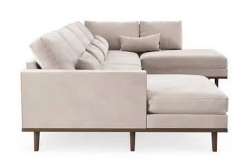 Copenhagen 5-seters høyrevendt stor U-formet sofa med divan og sjeselong i fløyel - Beige - Møbler - Sofaer - U-sofa