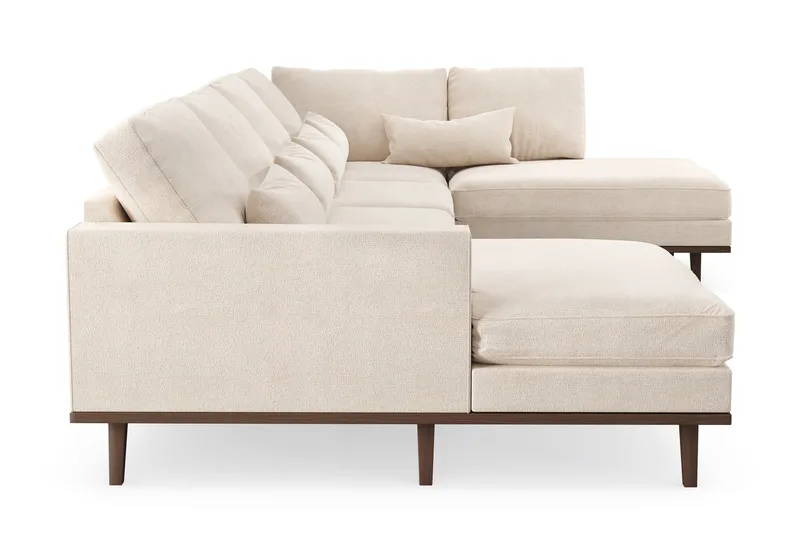 Copenhagen 5-seters Høyrevendt U-formet Large Sofa med Divan og Sjeselong i Chenille - Beige - Møbler - Sofaer - U-sofa