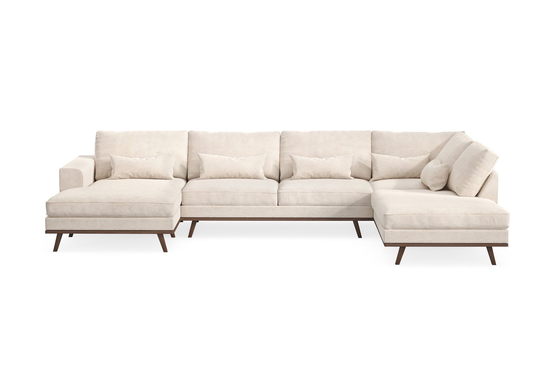 Copenhagen 5-seters Høyrevendt U-formet Large Sofa med Divan og Sjeselong i Chenille - Beige