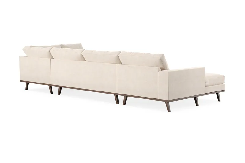 Copenhagen 5-seters Høyrevendt U-formet Large Sofa med Divan og Sjeselong i Chenille - Beige - Møbler - Sofaer - U-sofa