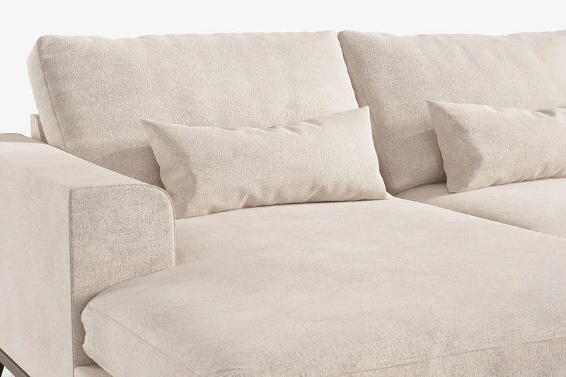 Copenhagen 5-seters Høyrevendt U-formet Large Sofa med Divan og Sjeselong i Chenille - Beige - Møbler - Sofaer - U-sofa