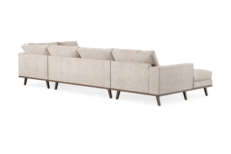 Copenhagen 5-seters Høyrevendt U-formet Large Sofa med Divan og Sjeselong i Chenille - Grå / Beige - Møbler - Sofaer - U-sofa
