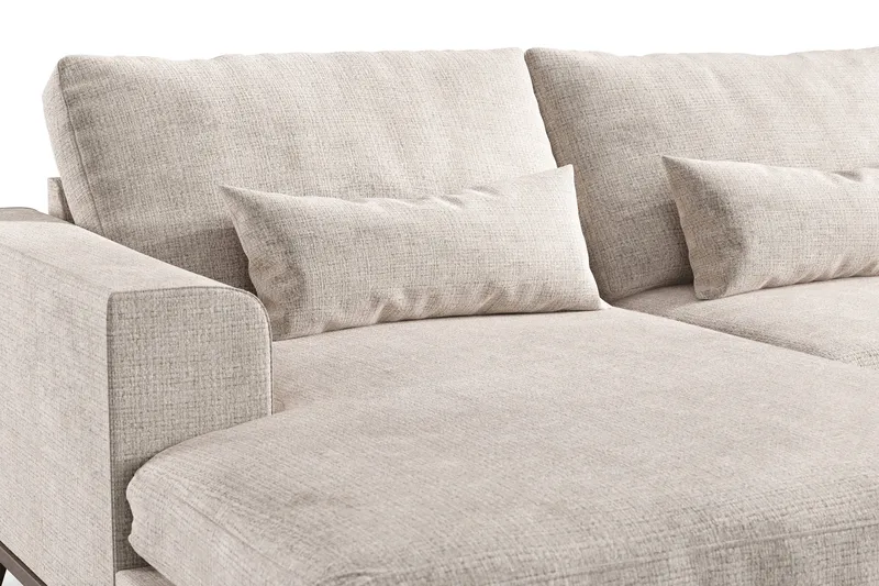 Copenhagen 5-seters Høyrevendt U-formet Large Sofa med Divan og Sjeselong i Chenille - Grå / Beige - Møbler - Sofaer - U-sofa