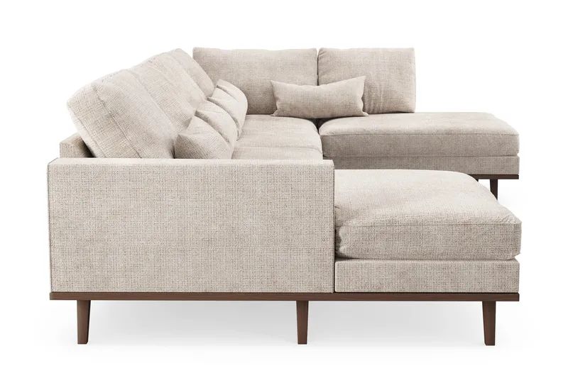Copenhagen 5-seters Høyrevendt U-formet Large Sofa med Divan og Sjeselong i Chenille - Grå / Beige - Møbler - Sofaer - U-sofa