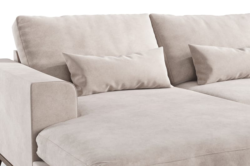 Copenhagen 5-seters Høyrevendt U-formet Large Sofa med Divan og Sjeselong i Fløyel - Beige - Møbler - Sofaer - U-sofa