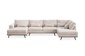 Copenhagen 5-seters Høyrevendt U-formet Large Sofa med Divan og Sjeselong i Fløyel