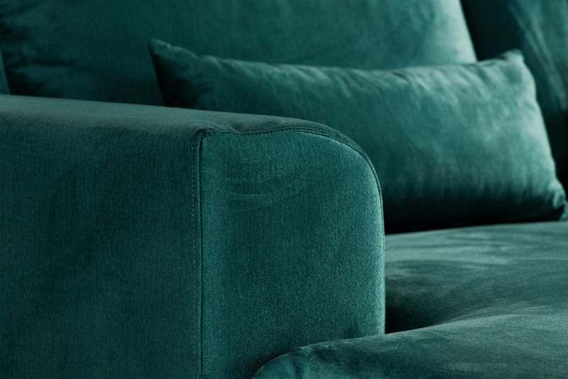 Copenhagen 5-seters Høyrevendt U-formet Sofa med Divan og Sjeselong i Fløyel - Grønn - Møbler - Sofaer - Fløyel sofaer