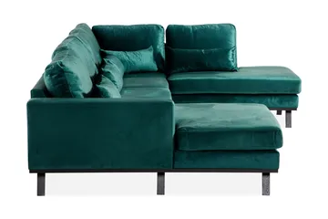 Copenhagen 5-seters Høyrevendt U-formet Sofa med Divan og Sjeselong i Fløyel - Grønn - Møbler - Sofaer - Fløyel sofaer