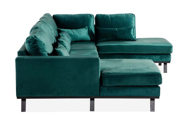 Copenhagen 5-seters Høyrevendt U-formet Sofa med Divan og Sjeselong i Fløyel - Grønn - Møbler - Sofaer - Fløyel sofaer