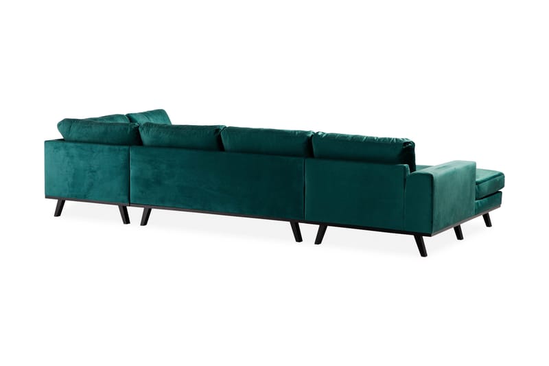Copenhagen 5-seters Høyrevendt U-formet Sofa med Divan og Sjeselong i Fløyel - Grønn - Møbler - Sofaer - Fløyel sofaer