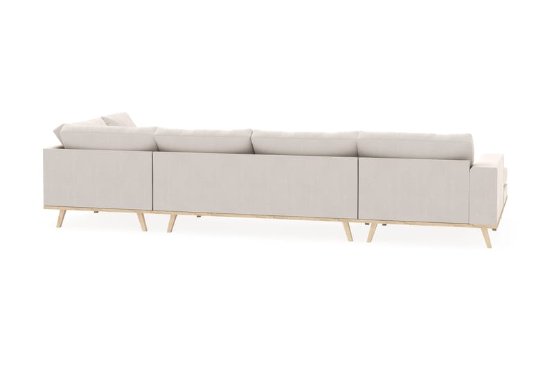 Copenhagen 5-seters Høyrevendt U-formet Sofa med Divan og Sjeselong i Fløyel - Kremhvit - Møbler - Sofaer - U-sofa
