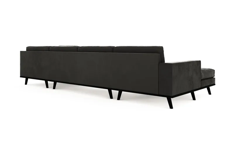 Copenhagen 5-seters Høyrevendt U-formet Sofa med Divan og Sjeselong i Fløyel - Mørk grå - Møbler - Sofaer - Fløyel sofaer