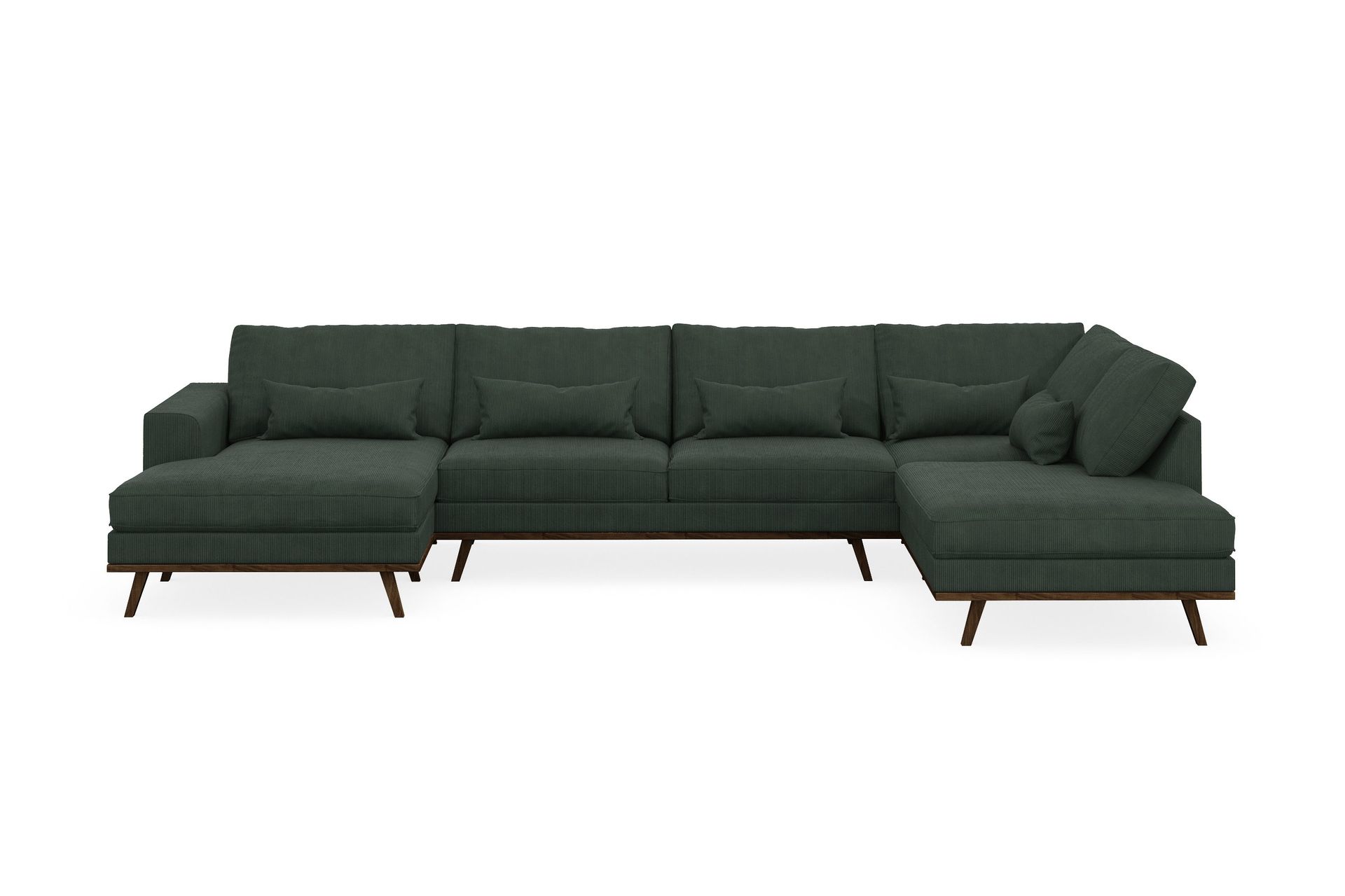 Copenhagen 5-seters Høyrevendt U-formet Sofa med Divan og Sjeselong i Manchester - Mørk grønn