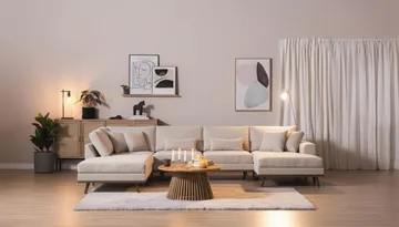 Copenhagen 5-seters venstrevendt stor U-formet sofa med divan og sjeselong i fløyel - Beige - Møbler - Sofaer - U-sofa