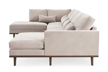 Copenhagen 5-seters venstrevendt stor U-formet sofa med divan og sjeselong i fløyel - Beige - Møbler - Sofaer - U-sofa