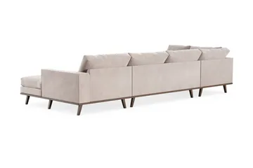 Copenhagen 5-seters venstrevendt stor U-formet sofa med divan og sjeselong i fløyel - Beige - Møbler - Sofaer - U-sofa