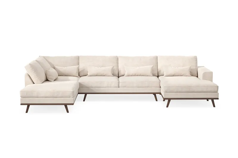 Copenhagen 5-seters Venstrevendt U-formet Large Sofa med Divan og Sjeselong i Chenille - Beige - Møbler - Sofaer - U-sofa