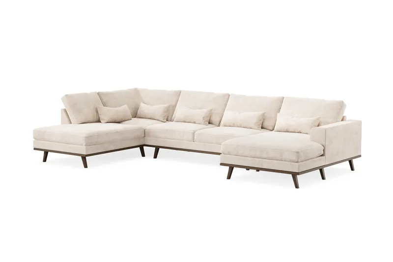 Copenhagen 5-seters Venstrevendt U-formet Large Sofa med Divan og Sjeselong i Chenille - Beige - Møbler - Sofaer - U-sofa