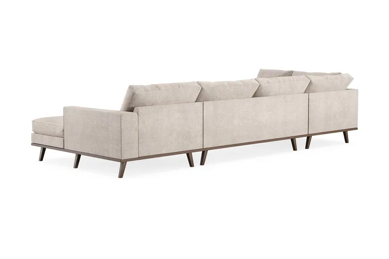 Copenhagen 5-seters Venstrevendt U-formet Large Sofa med Divan og Sjeselong i Chenille - Grå / Beige - Møbler - Sofaer - U-sofa