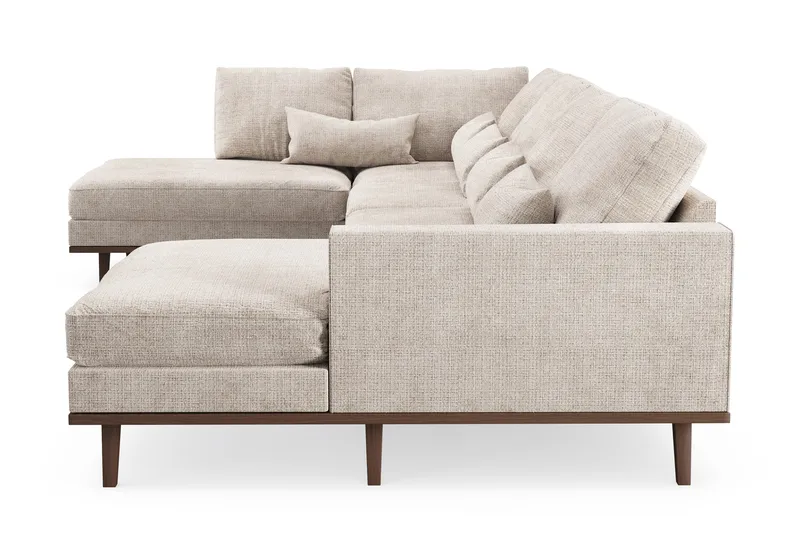 Copenhagen 5-seters Venstrevendt U-formet Large Sofa med Divan og Sjeselong i Chenille - Grå / Beige - Møbler - Sofaer - U-sofa