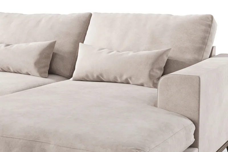 Copenhagen 5-seters Venstrevendt U-formet Large Sofa med Divan og Sjeselong i Fløyel - Beige - Møbler - Sofaer - U-sofa