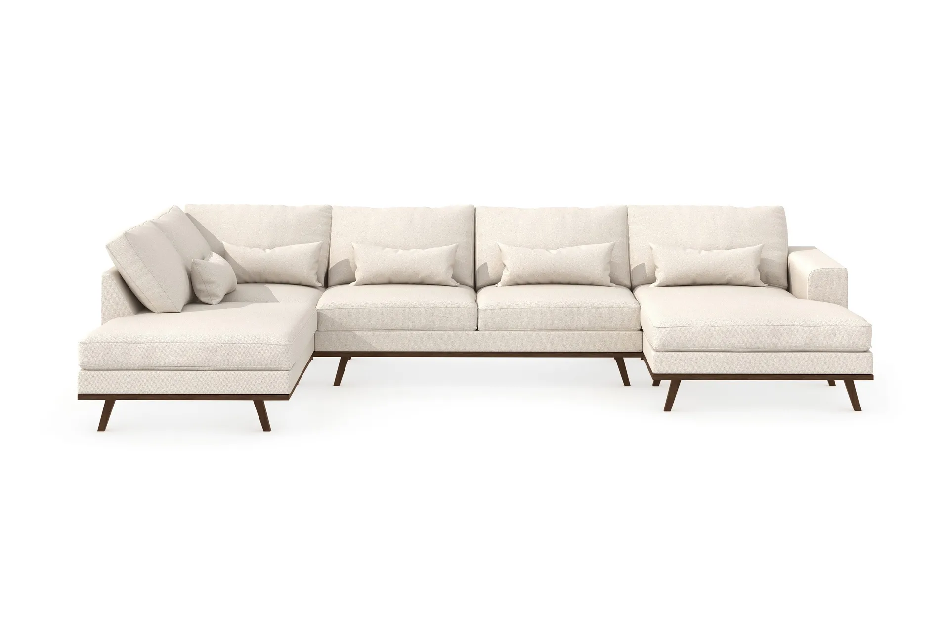Copenhagen 5-seters Venstrevendt U-formet Large Sofa med Divan og Sjeselong i Stoff - Beige