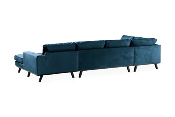 Copenhagen 5-seters Venstrevendt U-formet Sofa med Divan og Sjeselong i Fløyel - Blå - Møbler - Sofaer - Fløyel sofaer