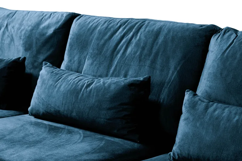 Copenhagen 5-seters Venstrevendt U-formet Sofa med Divan og Sjeselong i Fløyel - Blå - Møbler - Sofaer - Fløyel sofaer