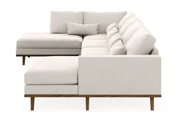 Copenhagen 5-seters Venstrevendt U-formet Sofa med Divan og Sjeselong i Fløyel - Kremhvit - Møbler - Sofaer - U-sofa
