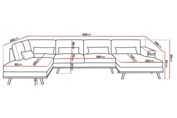 Copenhagen 5-seters Venstrevendt U-formet Sofa med Divan og Sjeselong i Kunstlær - Brun - Møbler - Sofaer - Skinnsofaer