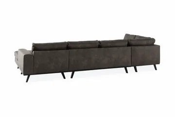 Copenhagen 5-seters Venstrevendt U-formet Sofa med Divan og Sjeselong i Kunstlær - Mørk grå - Møbler - Sofaer - Skinnsofaer