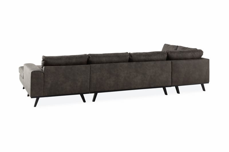 Copenhagen 5-seters Venstrevendt U-formet Sofa med Divan og Sjeselong i Kunstlær - Mørk grå - Møbler - Sofaer - Skinnsofaer