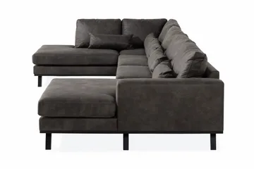 Copenhagen 5-seters Venstrevendt U-formet Sofa med Divan og Sjeselong i Kunstlær - Mørk grå - Møbler - Sofaer - Skinnsofaer
