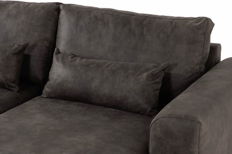 Copenhagen 5-seters Venstrevendt U-formet Sofa med Divan og Sjeselong i Kunstlær - Mørk grå - Møbler - Sofaer - Skinnsofaer