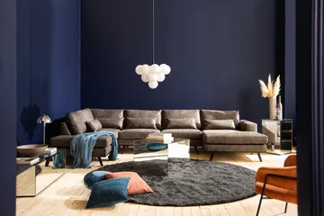 Copenhagen 5-seters Venstrevendt U-formet Sofa med Divan og Sjeselong i Kunstlær - Mørk grå - Møbler - Sofaer - Skinnsofaer