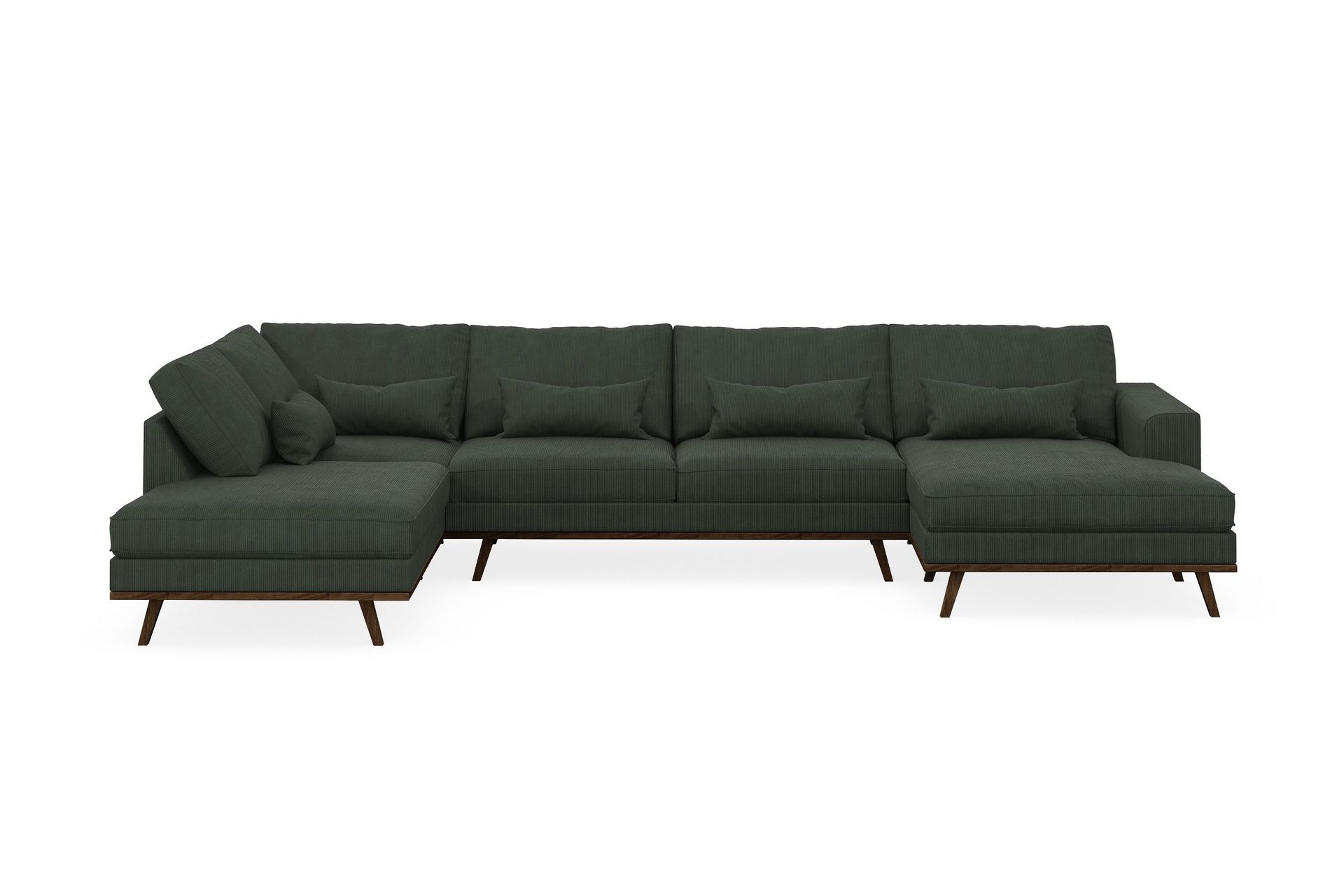 Copenhagen 5-seters Venstrevendt U-formet Sofa med Divan og Sjeselong i Manchester - Mørk grønn