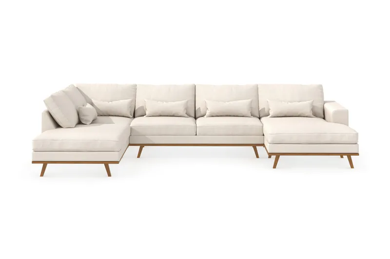 Copenhagen 5-seters Venstrevendt U-formet Sofa med Divan og Sjeselong i Stoff - Beige - Møbler - Sofaer - U-sofa