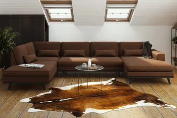Copenhagen 5-seters Venstrevendt U-formet Sofa med Divan og Sjeselong i Stoff - Brun - Møbler - Sofaer - U-sofa