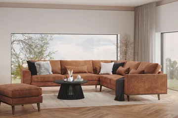 Copenhagen 6-seters L-formet Hjørnesofa i Kunstlær - Brun - Møbler - Sofaer - Skinnsofaer