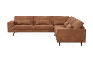 Copenhagen 6-seters L-formet Hjørnesofa i Kunstlær - Brun - Møbler - Sofaer - Skinnsofaer