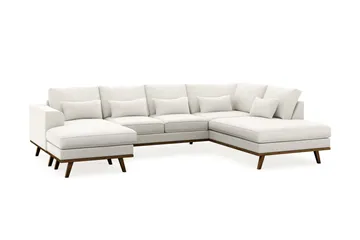 Copenhagen Compact 4-seters Høyrevendt U-formet Large Sofa med Divan og Sjeselong i Stoff - Lys grå - Møbler - Sofaer - U-sofa
